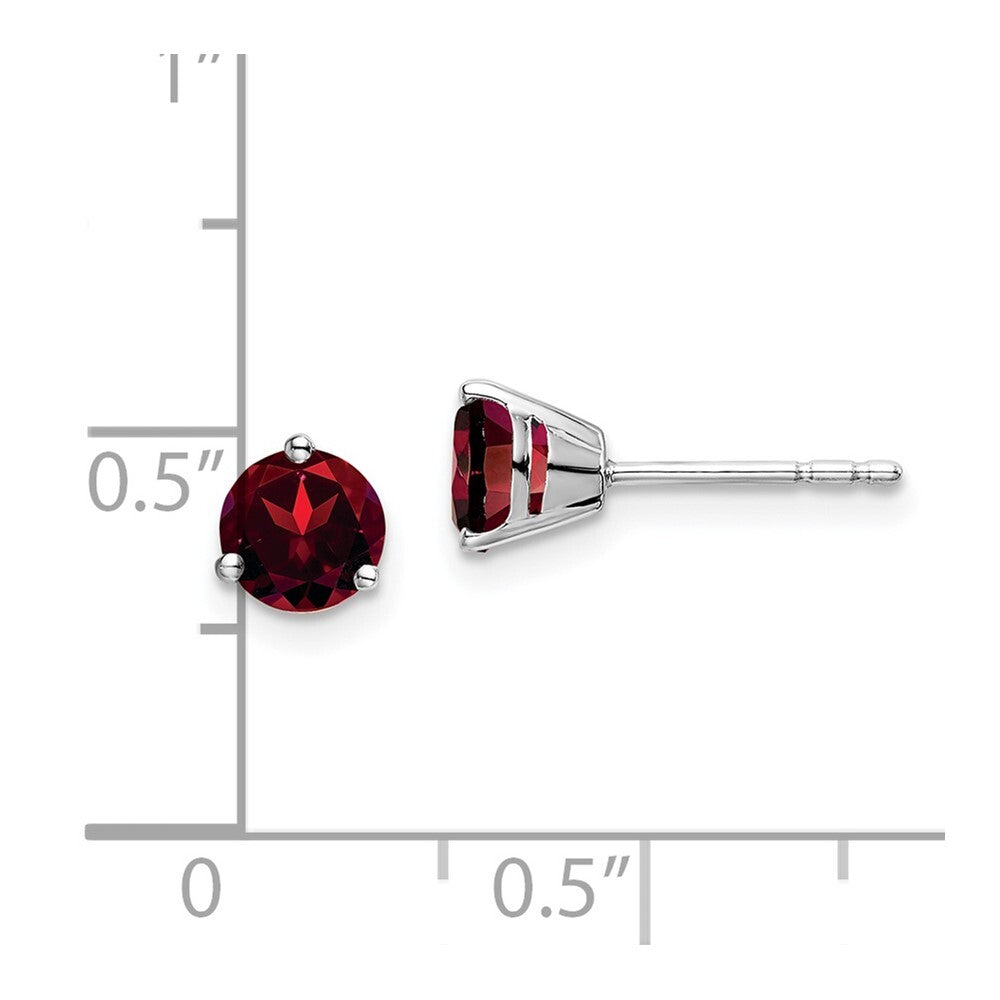 14k White Gold Round Garnet Stud Earrings Gift for Women