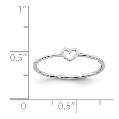 14K White Gold Polished Heart Ring Size 7