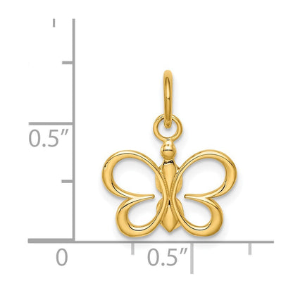 14k Yellow Gold Butterfly Pendant for Women