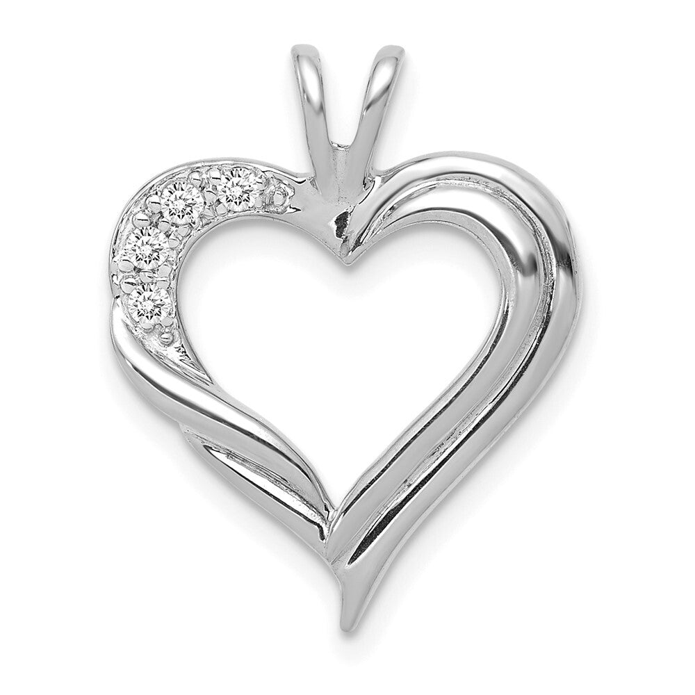 14k White Gold Diamond Fancy Heart Pendant for Women
