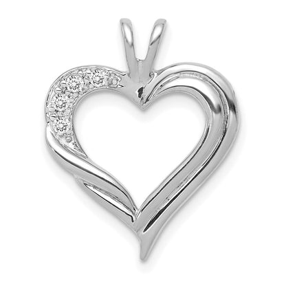 14k White Gold Diamond Fancy Heart Pendant for Women