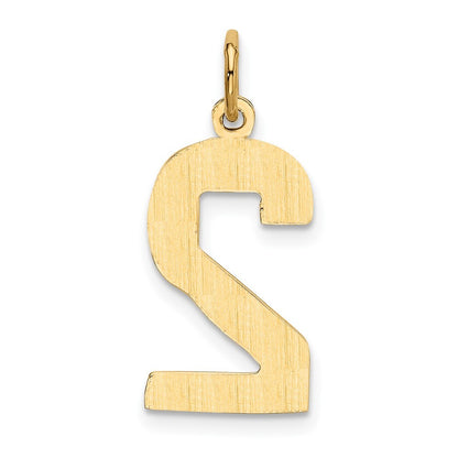 14k Yellow Gold Large Polished Number 2 Charm Pendant for Women