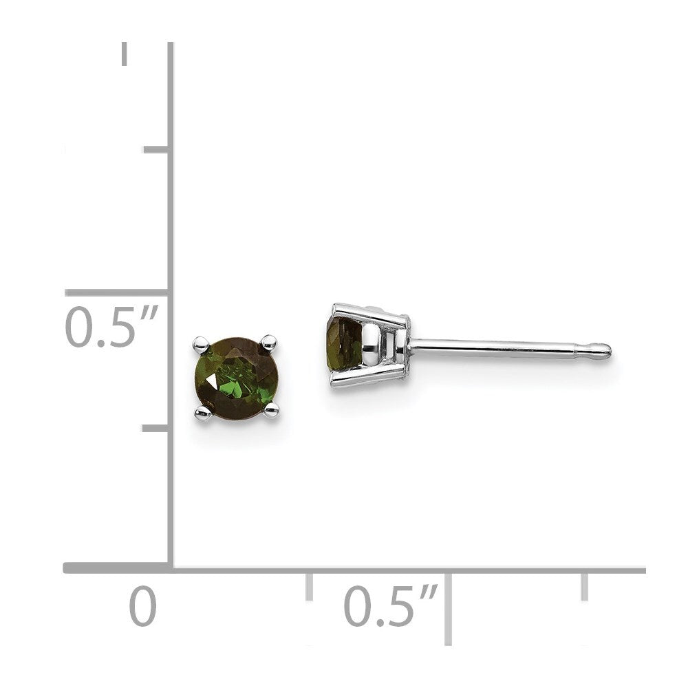 14k White Gold Green Tourmaline Stud Earrings Gift for Women