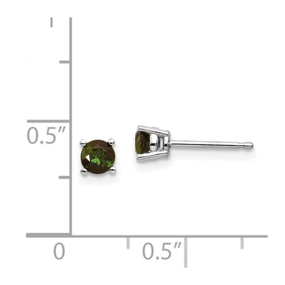 14k White Gold Green Tourmaline Stud Earrings Gift for Women