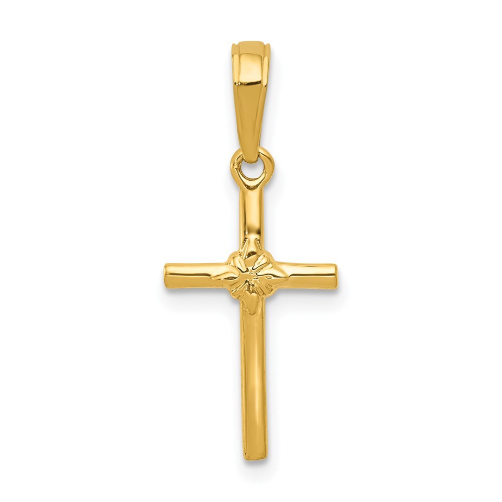 14k Yellow Gold Polished Cross Charm Pendant for Women