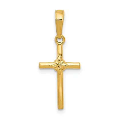 14k Yellow Gold Polished Cross Charm Pendant for Women