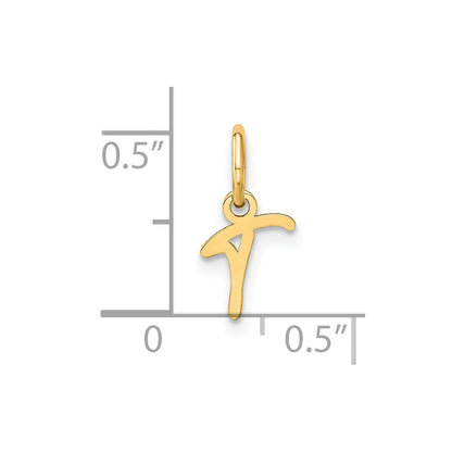 14k Yellow Gold Upper case Letter T Initial Charm Pendant for Women