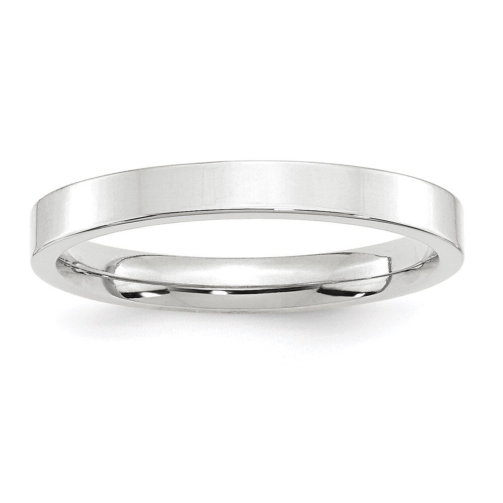 14k White Gold 3mm Standard Weight Flat Comfort Fit Wedding Band Size 9