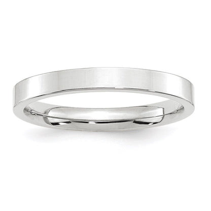 14k White Gold 3mm Standard Weight Flat Comfort Fit Wedding Band Size 9