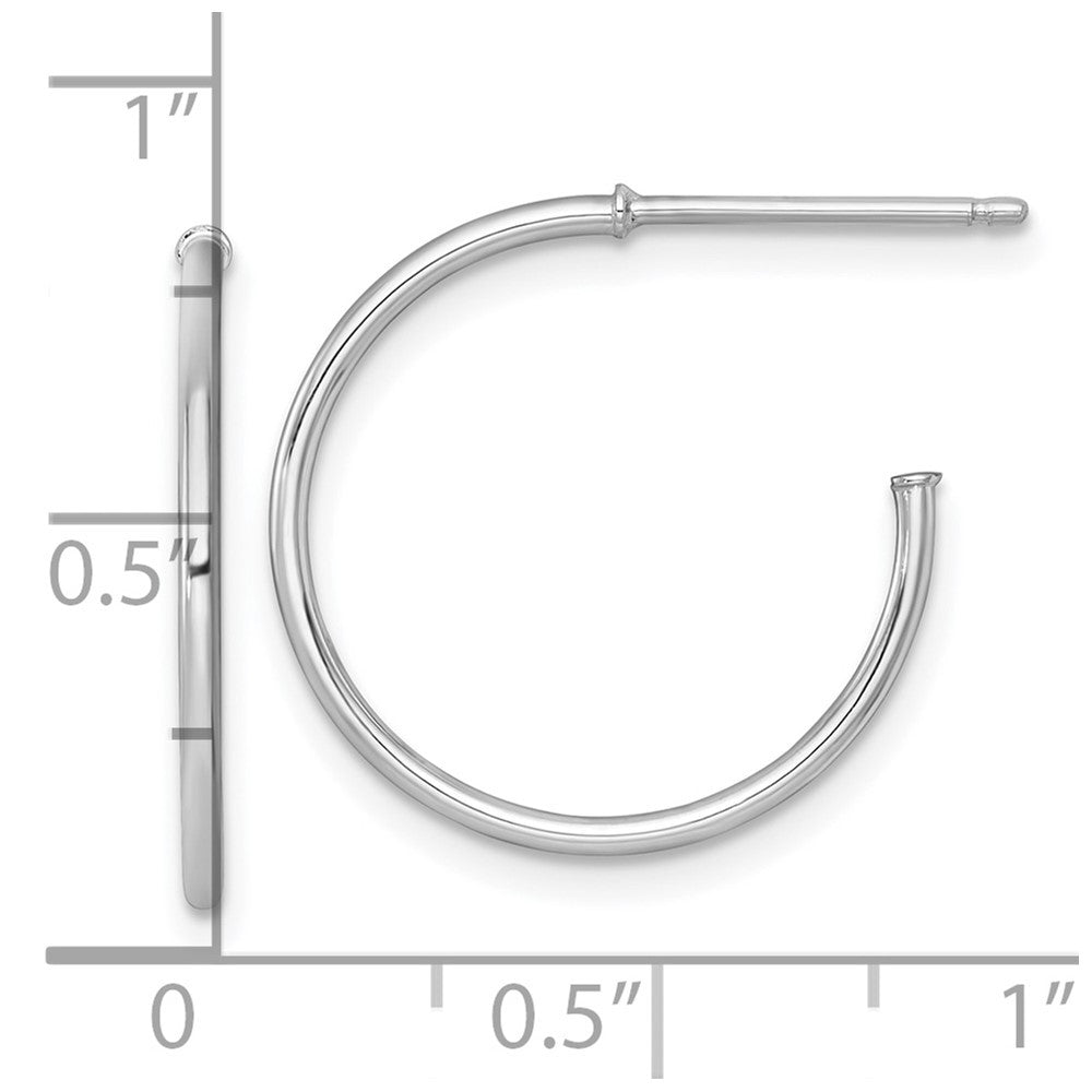 14k White Gold Polished 1.2 x 20mm Solid C-Hoop Earrings