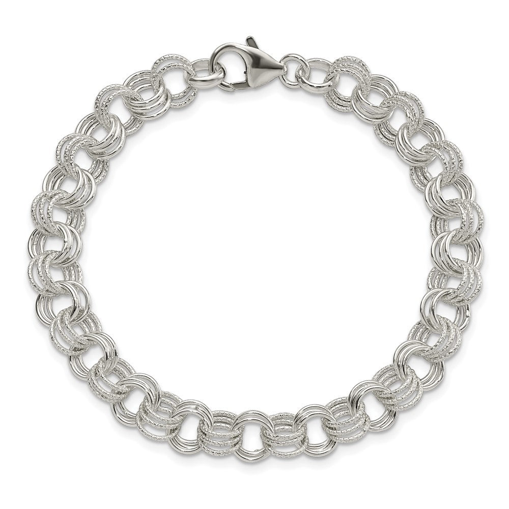 Sterling Silver Triple Link Charm Bracelet