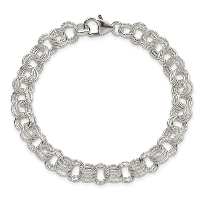 Sterling Silver Triple Link Charm Bracelet