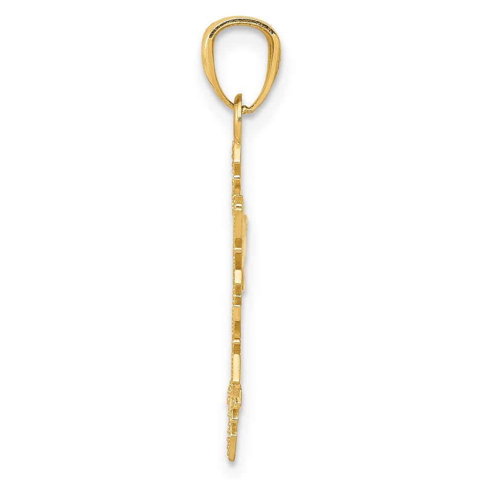 14k Yellow Gold Diamond -Cut Snowflake Pendant