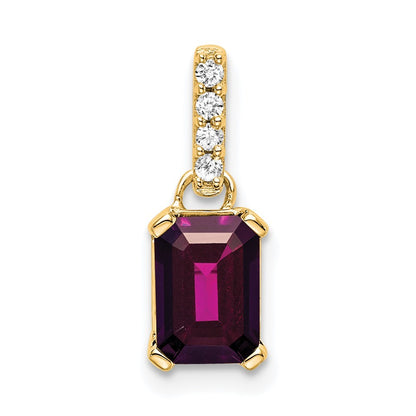 14k Yellow Gold Rhodolite Garnet and Diamond Pendant