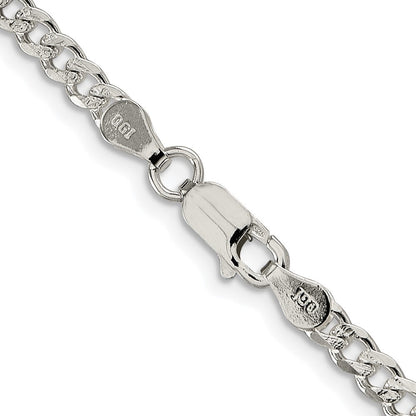 Sterling Silver Rhodium-plated 3.8mm Pav� Curb Chain