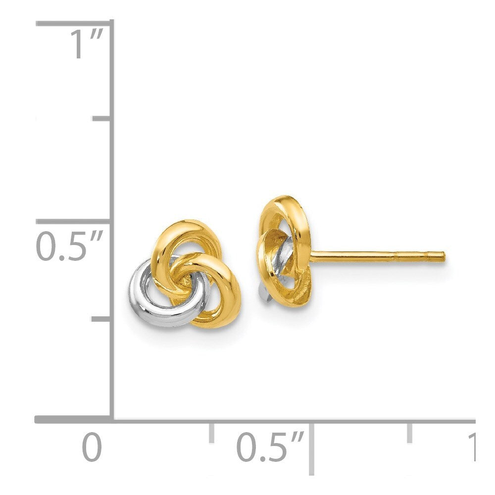 14k Yellow Gold & Rhodium Trinity Knot Stud Earrings