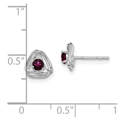 14k White Gold Rhodolite Garnet Stud Earrings Gift for Women