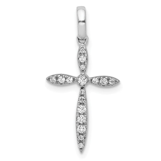 14k White Gold 1/6ct. Diamond Cross Pendant for Women