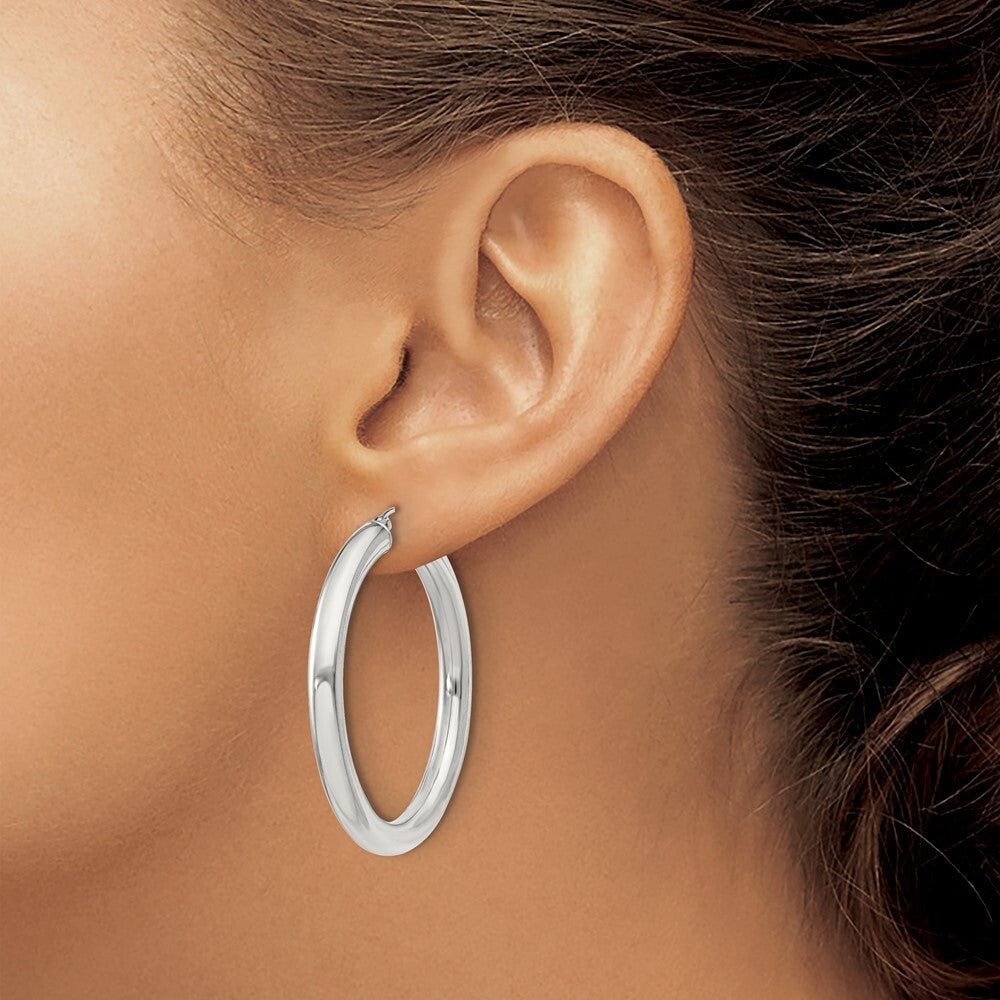 Sterling Silver 4mm Round Hoop Earrings