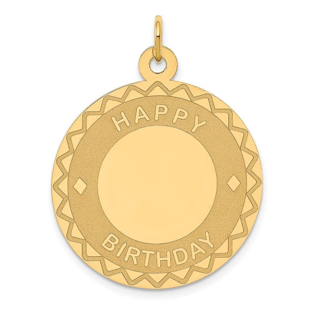 14k Yellow Gold HAPPY BIRTHDAY Charm Pendant for Women