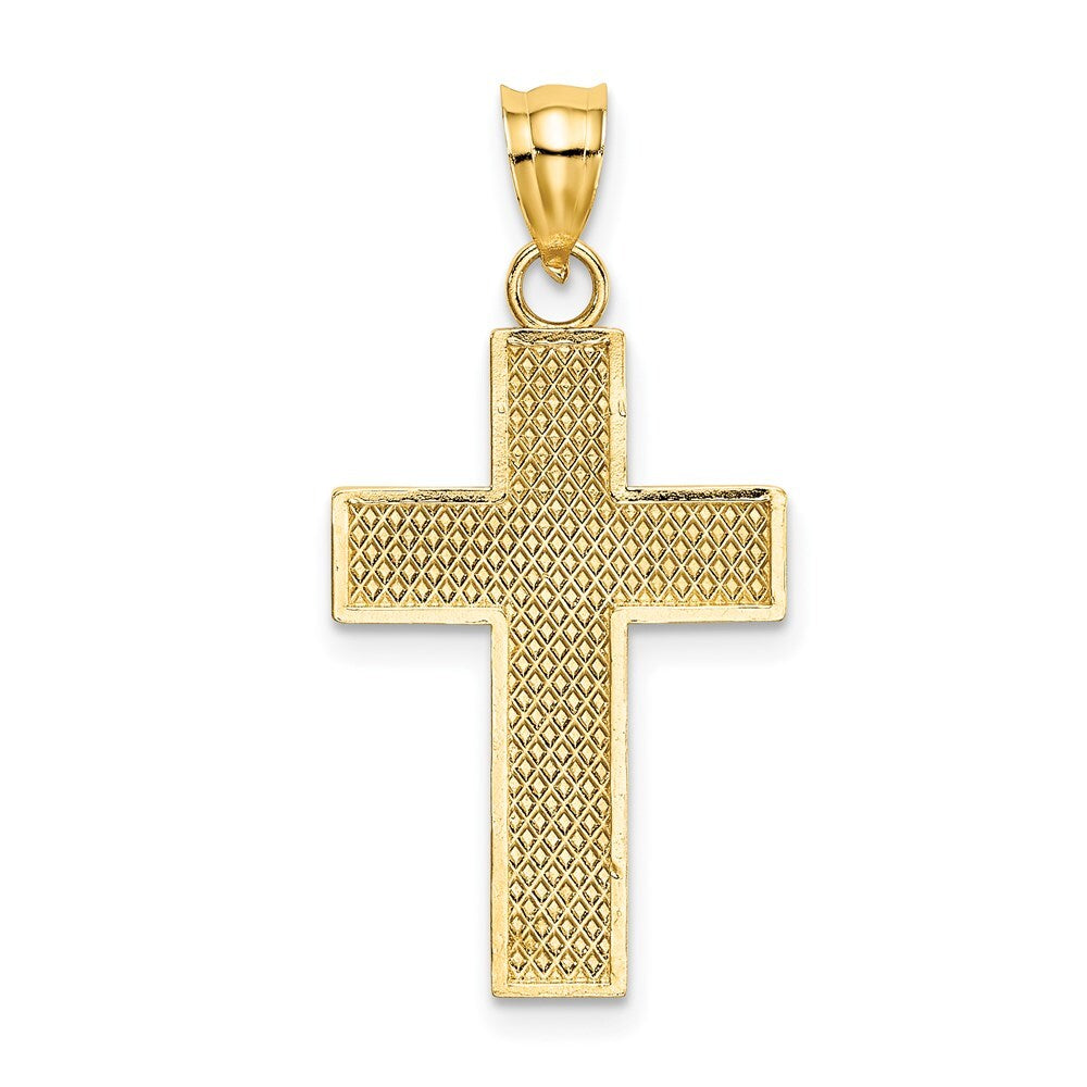 14k Yellow Gold Block Cross Charm Pendant for Women