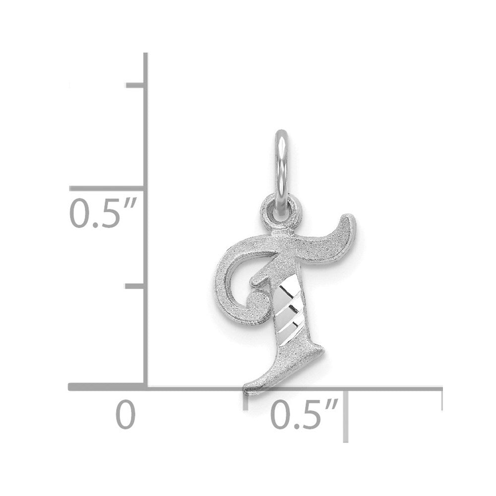 14k White Gold Diamond-cut Letter T Initial Charm Pendant for Women