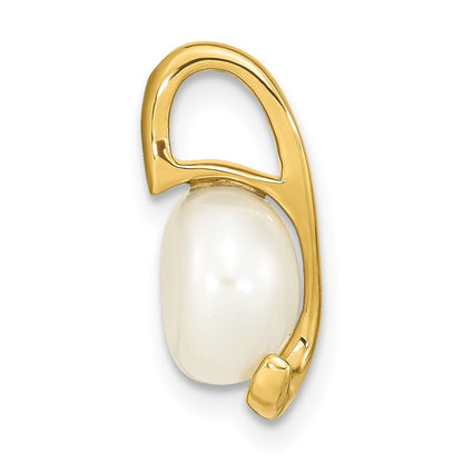14k Yellow Gold 8-9mm White Button Freshwater Cultured Pearl Pendant Slide