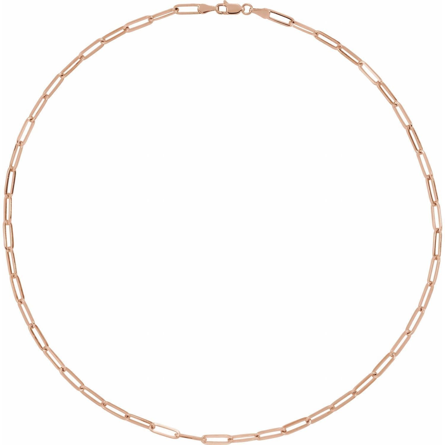 14k Rose Gold 3.85 mm Paperclip 16" Chain Necklace Fine Gift for Women