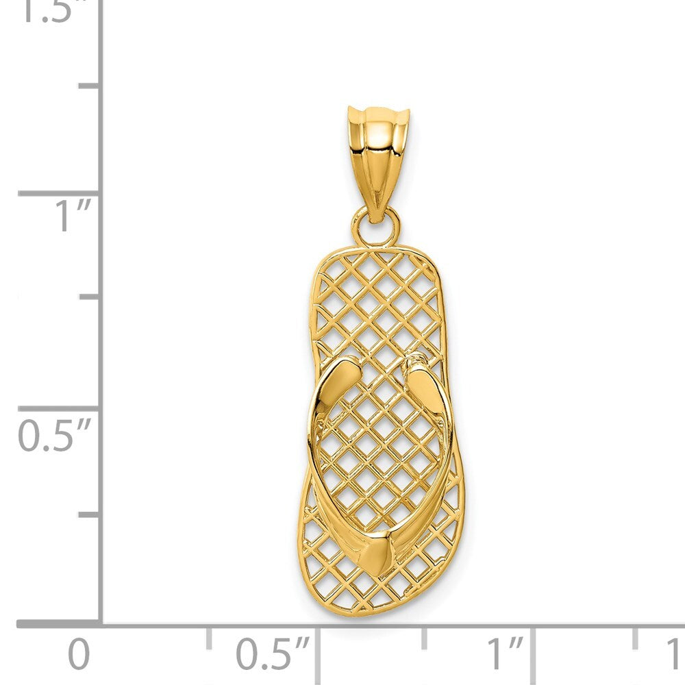 14k Yellow Gold Mesh Flip flop Pendant for Women