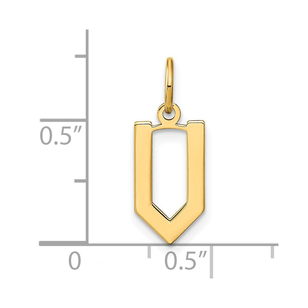 14k Yellow Gold Letter V Initial Pendant for Women