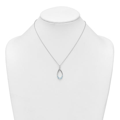 Sterling Silver Polished Swiss Blue Topaz Teardrop Necklace 16+2"