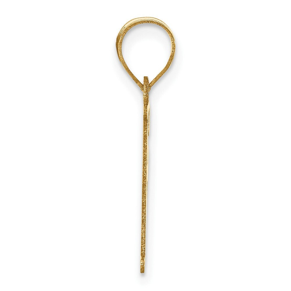 14k Yellow Gold Polished Letter F Initial Pendant for Women
