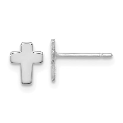 14k White Gold Polished Cross Stud Earrings Gift for Women
