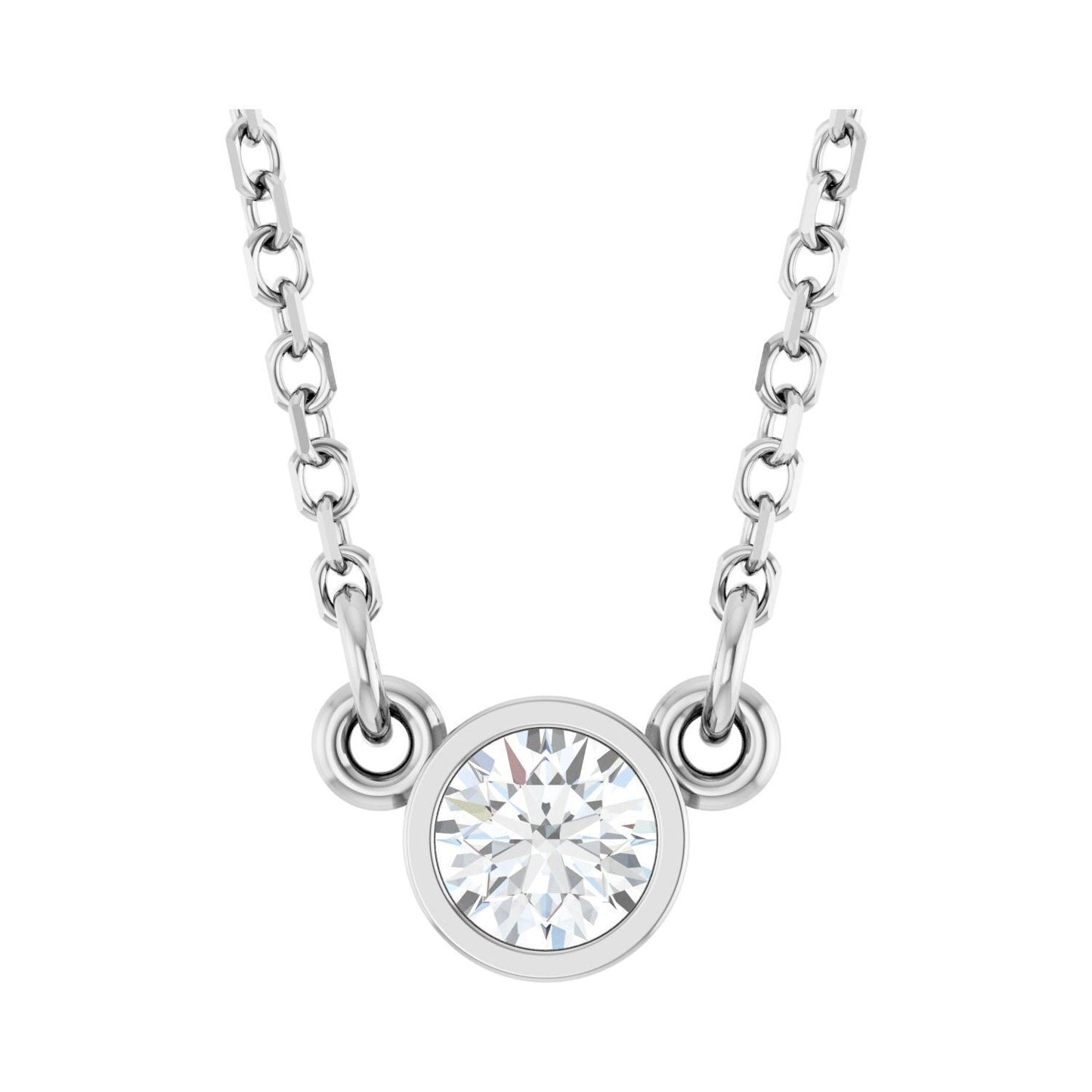 14k White Gold 1/6 CT Natural Diamond Solitaire Pendant Necklace 18"