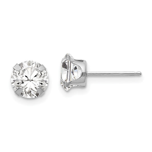 14k White Gold 6.5mm CZ Earrings