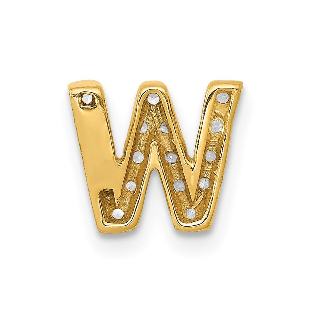 14k Yellow Gold  Diamond Letter W Initial Charm