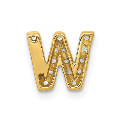 14k Yellow Gold  Diamond Letter W Initial Charm