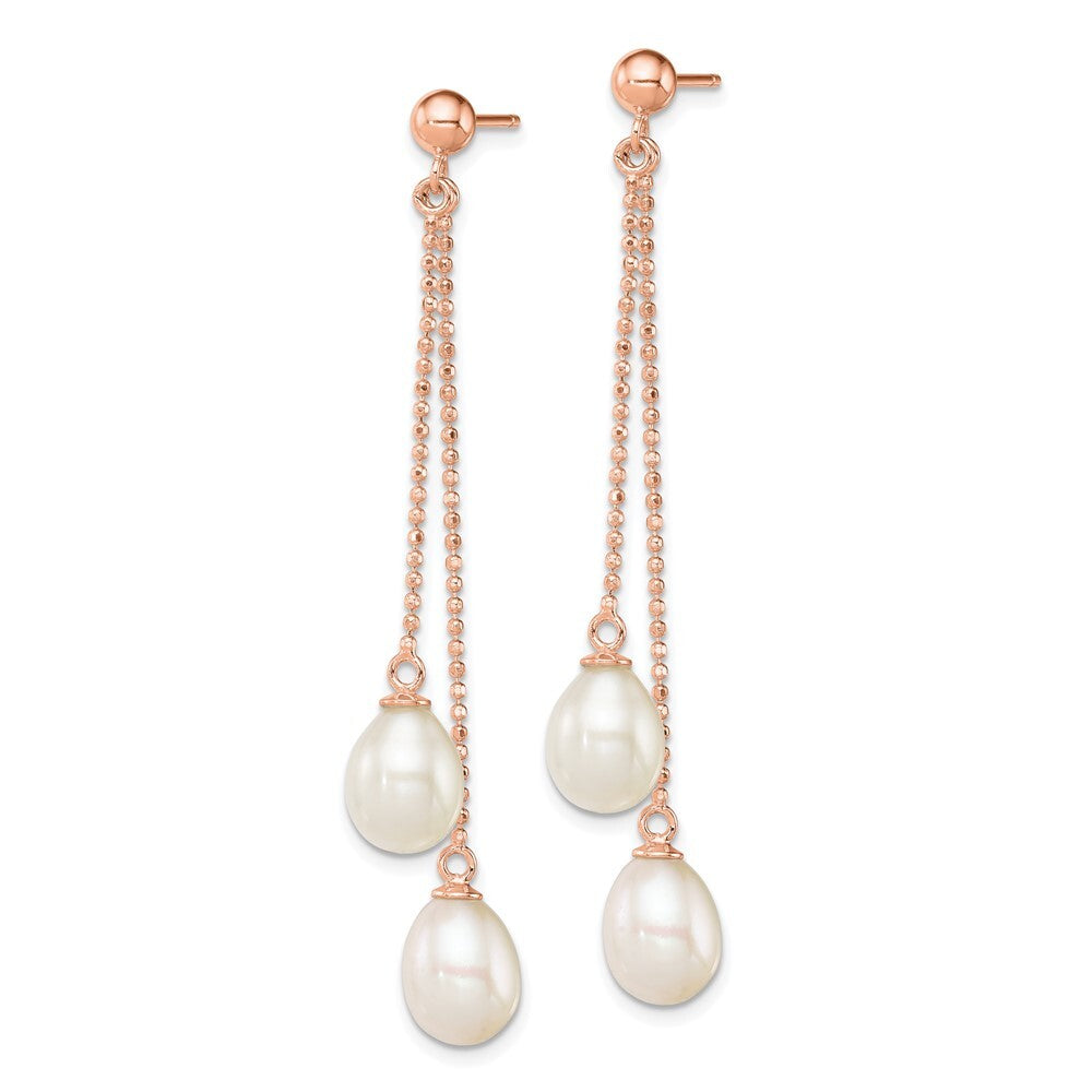 Sterling Silver White Rice Freshwater Cultured Pearl Dangle Earrings