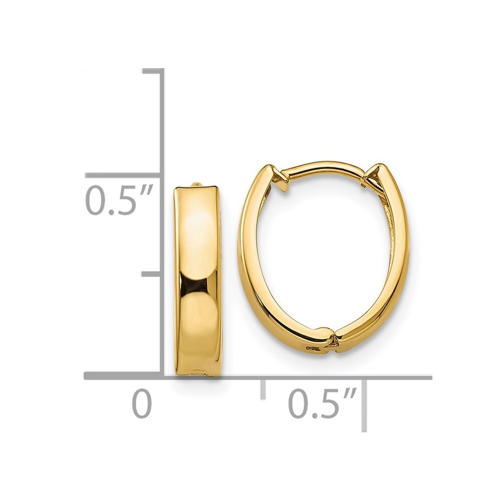14k Yellow Gold Polished Hinged Hoop Earrings Gift for Women