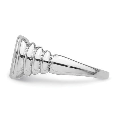 Sterling Silver Rhodium-plated Satin and Polished Signet Ring Size 6