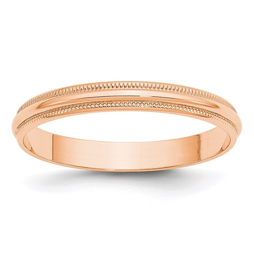 14k Rose Gold 3mm Lightweight Milgrain Half Round Wedding Band Ring Size 12.5