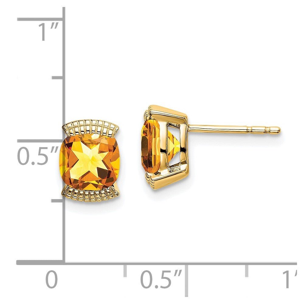 14k Yellow Gold Citrine Stud Earrings