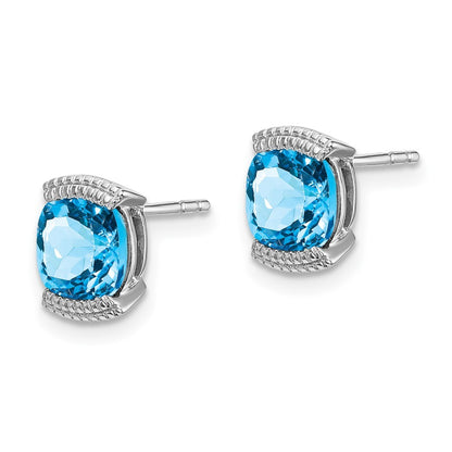 14k White Gold Blue Topaz Earrings