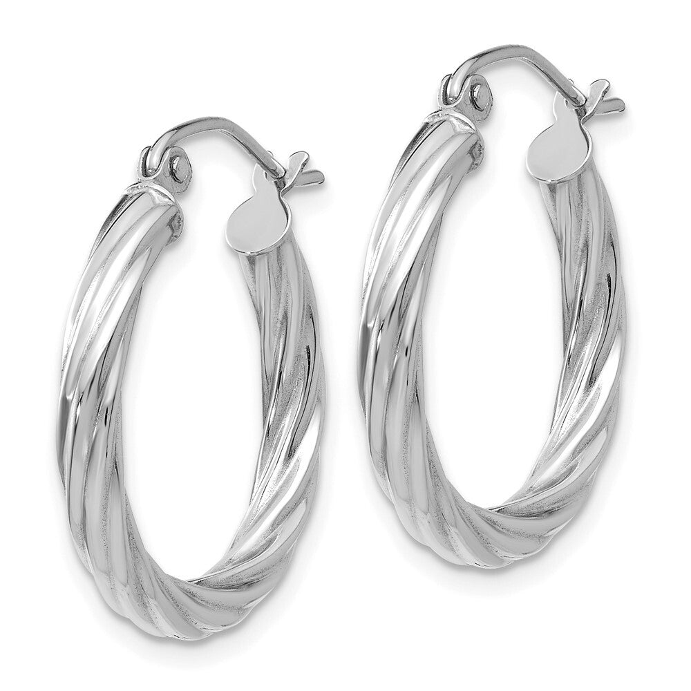 14k White Gold Polished 3.25mm Twisted Hoop Earrings Gift for Women