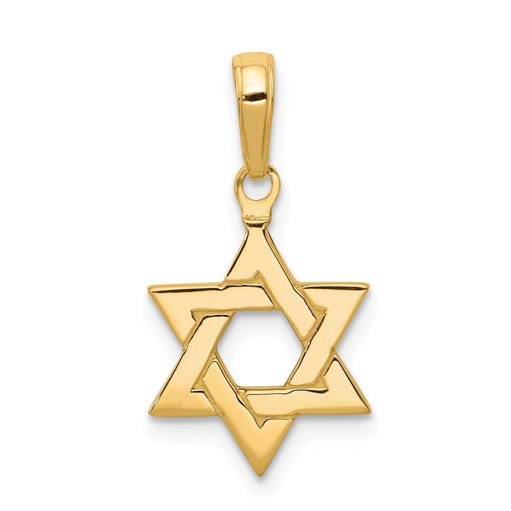 14k Yellow Gold Polished Star of David Pendant for Women