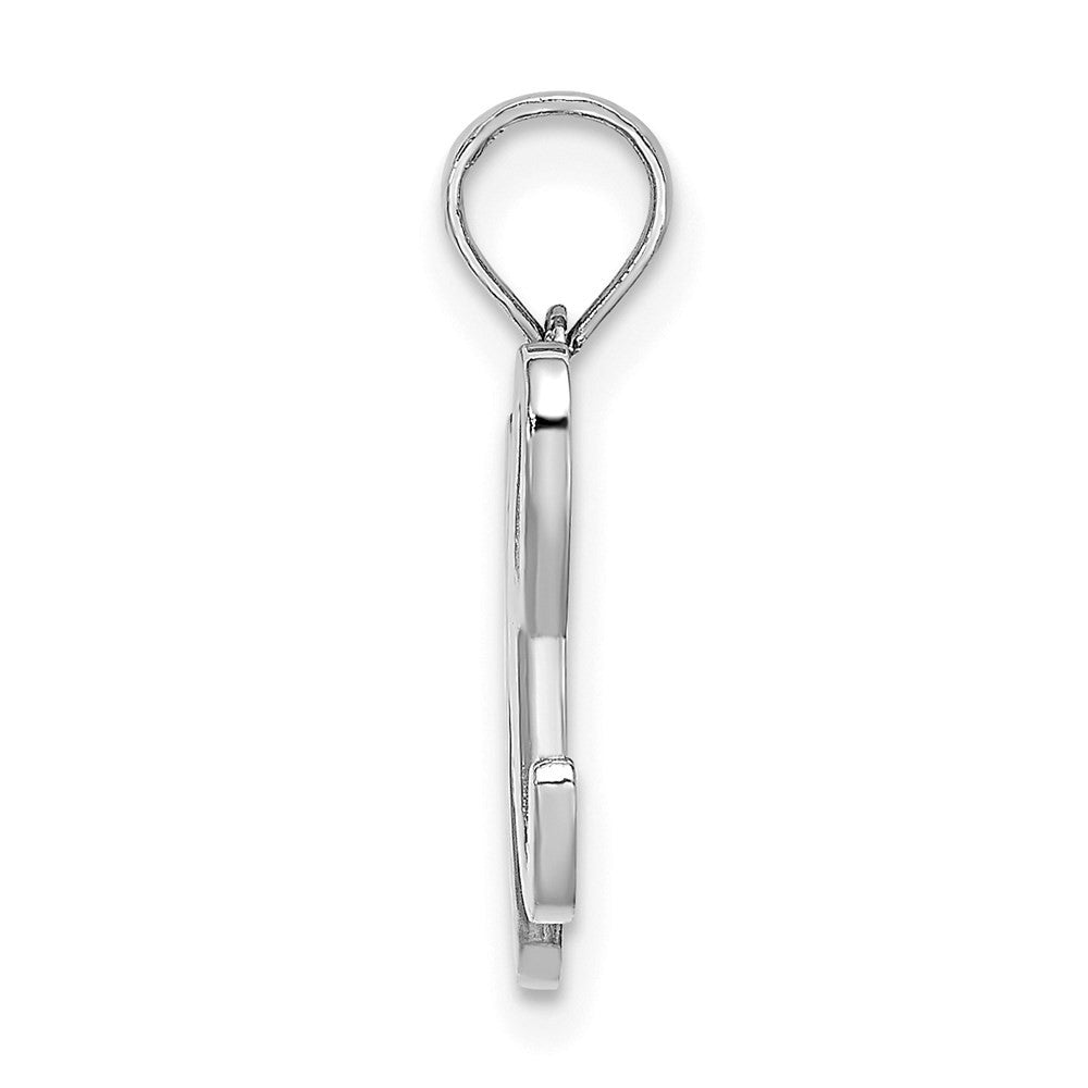 14K White White Gold Script Letter H Initial Pendant