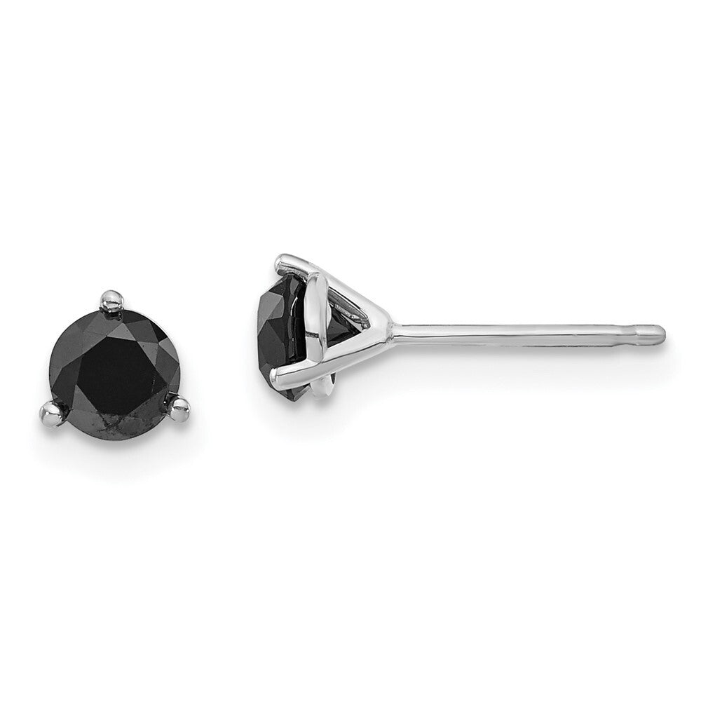 14k White Gold 3/4ct Black Diamond Stud Earrings Gift for Women
