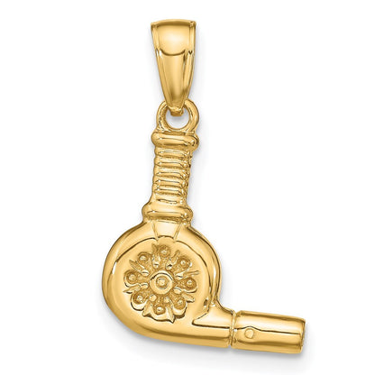 14k Yellow Gold 3-D Blow Dryer Pendant for Women
