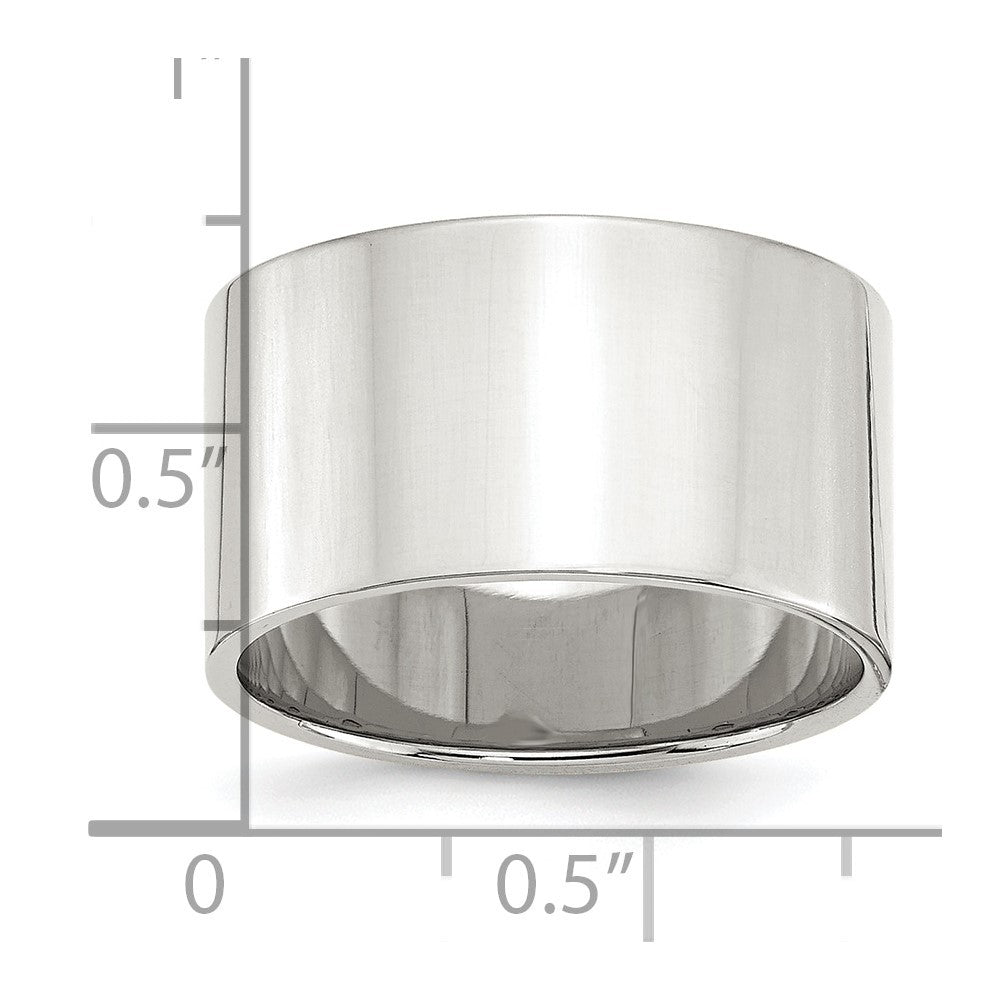 Sterling Silver 12mm Lightweight Flat Size 8.5 Band Ring