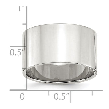 Sterling Silver 12mm Lightweight Flat Size 8.5 Band Ring